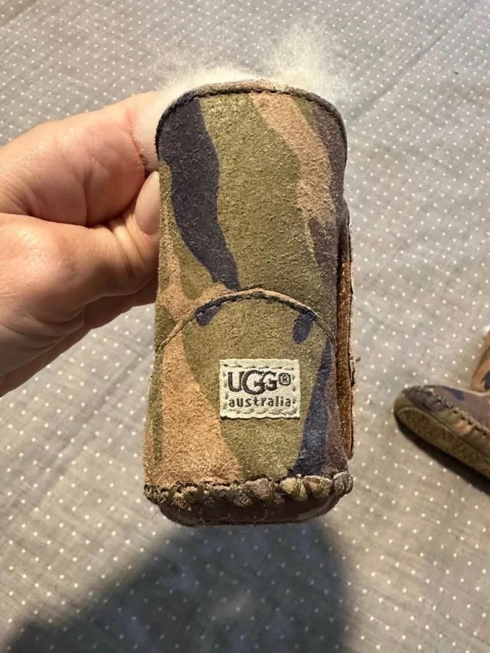 UGG Kids Camouflage Cozy Booties in Green and Brown